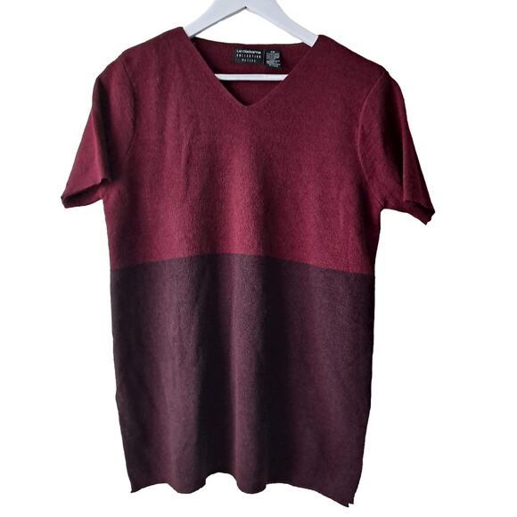 Liz Claiborne Collection V-neck Short Sleeve Color Block Sweater - Size MP (NWT) - Picture 1 of 13